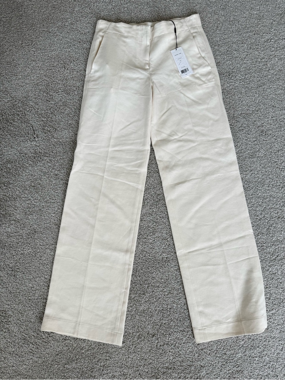 Helmut Lang Cream Wide-Leg High-Rise Trousers - Picture 2 of 5
